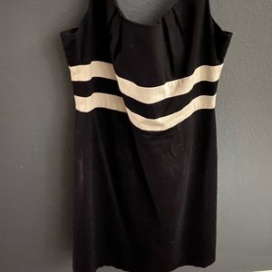 Black dress with white stripes